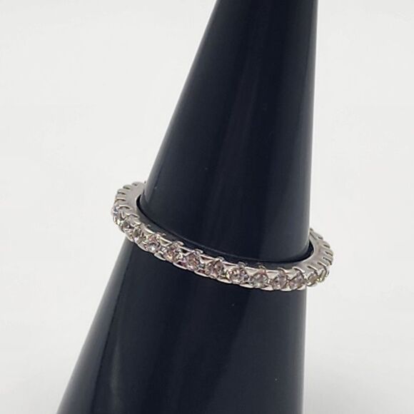 Bomb Party Sterling Silver & CZ Eternity Ring (8) - Picture 3 of 6